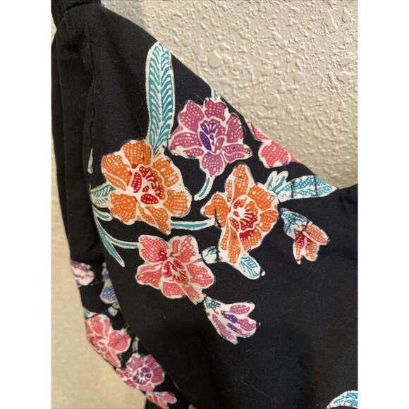 Java Wraps Sarong Dress Black Floral Medium - Picture 2 of 7